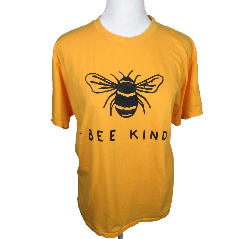 Bee Kind Tee Golden Yellow & Black Gildan Cotton Women's Size Medium